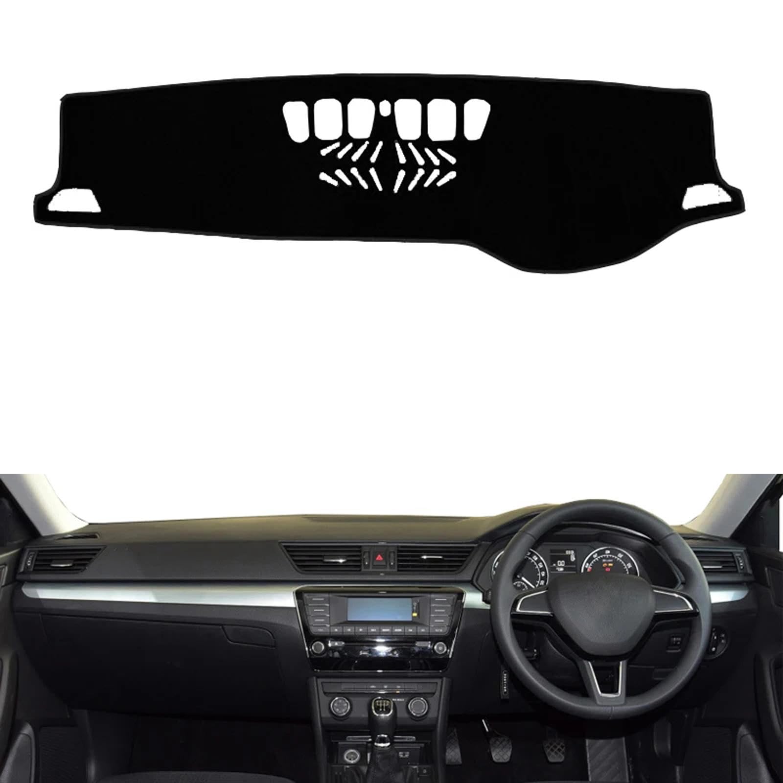 KYVQJDGS Fit for Skoda Superb 3V 2016-2020 RHD, Car Dash Cover, Non-Slip Car Dashboard Cover, Sun Protection Dash Mat, Black