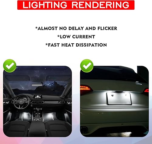 Miniatura 5 de pvotawp Juego de 18 bombillas LED para interior de automóvil, juego de bombillas LED T10 de 1.220 in y 1.614 in, bombillas de repuesto para luces de