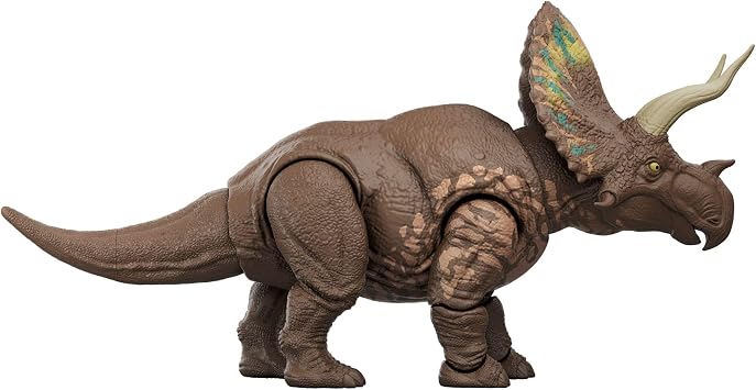 Mattel Jurassic World Rebirth Gigantic Thrashers Eotriceratops Dinosaur Figure Toy, Large Species, 2 Tail Activated Rampage Attacks, Digital Play