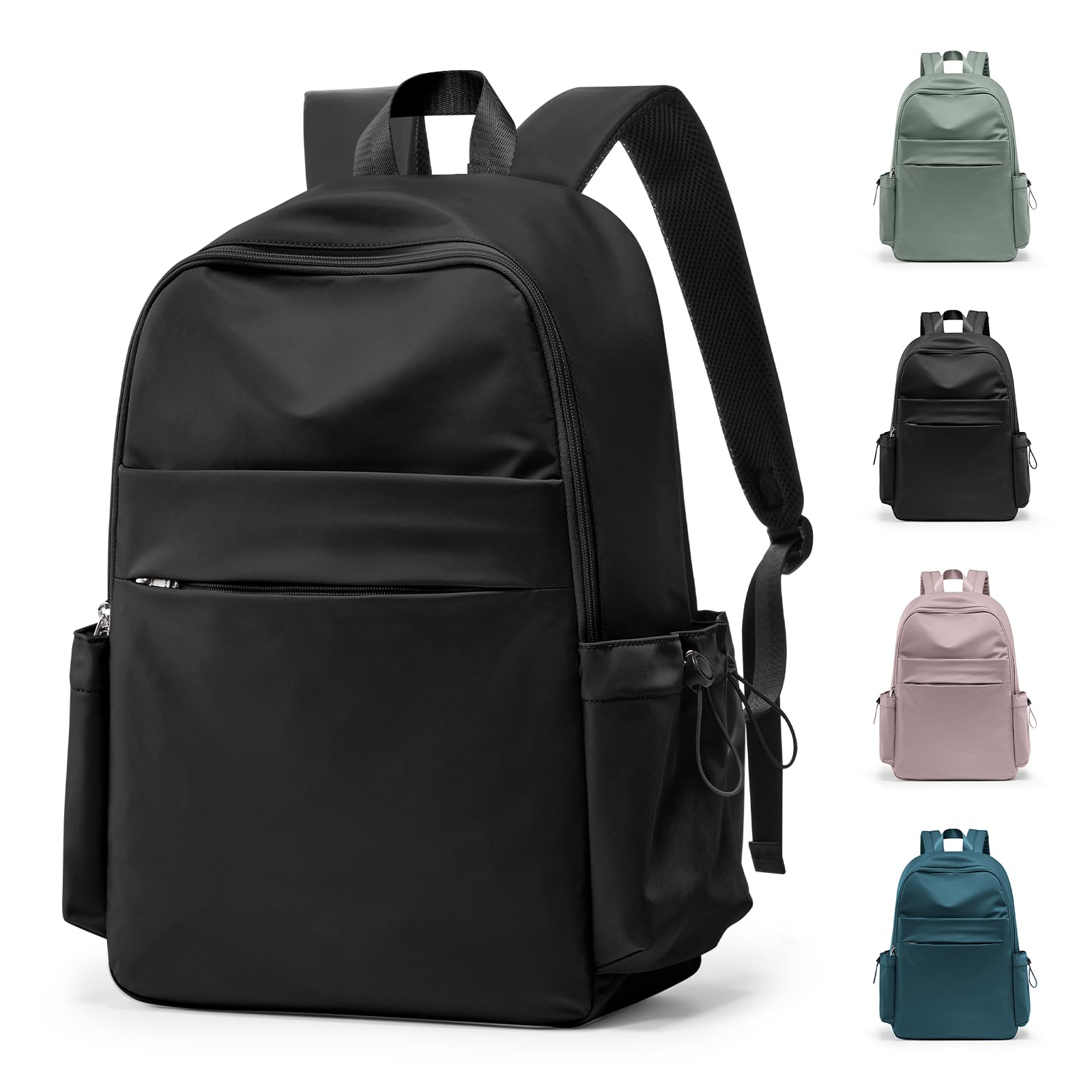 HYC00 School Backpack Women,Unisex Casual Daypack School Bags 14 Inch Laptop Backpack for Girls Boys Lightweight Travel Rucksack Water Resistant Bookbag for Teenage College Work Backpack,M1-Black