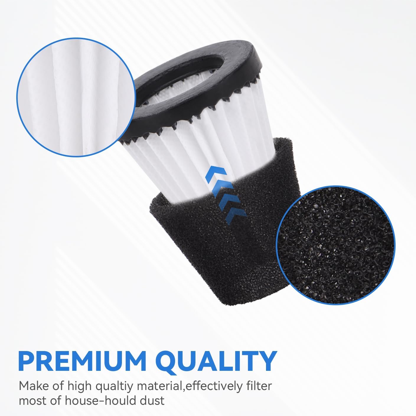 F117 Replacement Filters Compatible with Dirt Devil Scorpion Models SD20005RED SD30025B BD22025, Compare to Part# AD40117 (3 Pack Hepa Filter & 3 Pack Sponge Filter) - Image 6