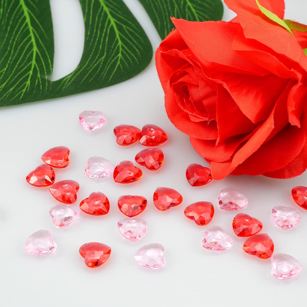 WakiHong 500 stuks hartvormige diamantkristallen 12 mm, rood/roze acryl hartvorm, strass-steentjes voor doe-het-zelf, vazenvulling, decoratie bruiloft, Valentijnsdag (rood, roze WakiHong 500 stuks hartvormige diamantkristallen 12 mm, rood/roze acryl hartvorm, strass-steentjes voor doe-het-zelf, vazenvulling, decoratie bruiloft, Valentijnsdag (rood, roze