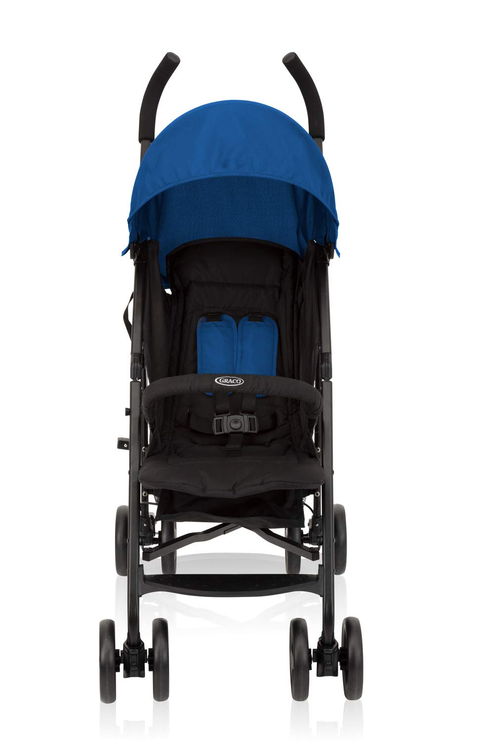 Graco TraveLite Buggy blau Caspian, leicht, klein zusammenklappbar, Liegeposition, stufenlos verstellbare Rückenlehne, Tragegriff, ab Geburt bis 15 kg