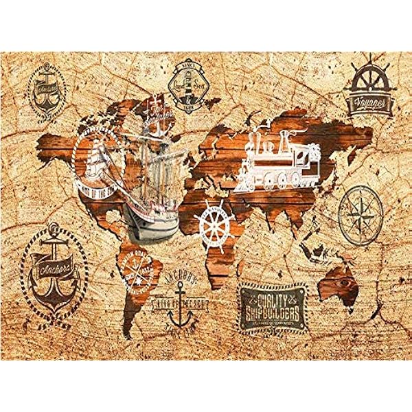 MINCOCO Custom Nautical map 3D Tooling Achtergrond Behang muurschildering 250x175cm(98.4x68.9inches)