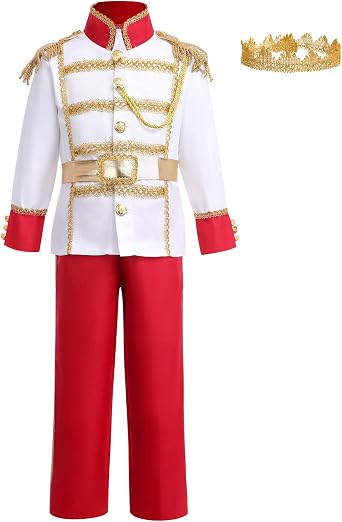 IDOPIP Boys Prince Charming Costume Prince Dress up Medieval Royal Prince Outfit Costume for Toddler Kid Boy HalloweenCosplay