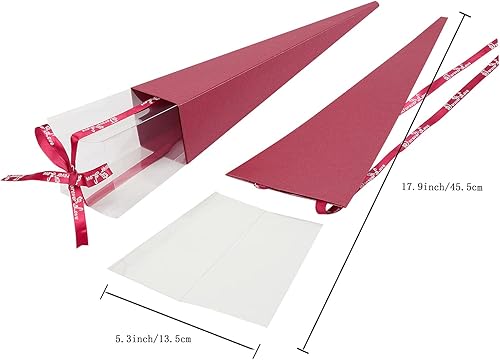 Miniatura 2 de Aylmrice Bolsas de flores para ramos de flores mangas para flores papel solo rosa manga regalo bolsas 10 unids S-vino rojo