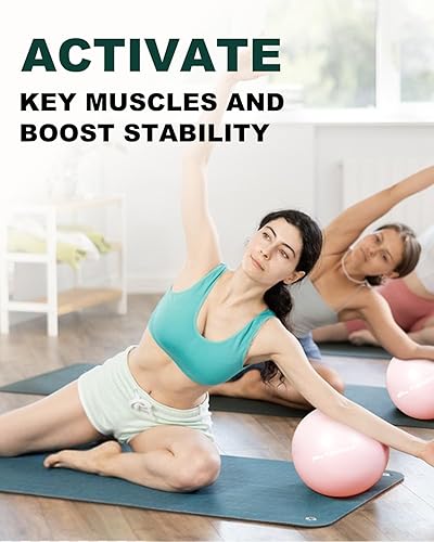 Miniatura 7 de Trideer Pelota de pilates de 9 pulgadas, pequeña pelota de ejercicio con guía de ejercicio, mini bola de yoga para pilates, yoga, entrenamiento de
