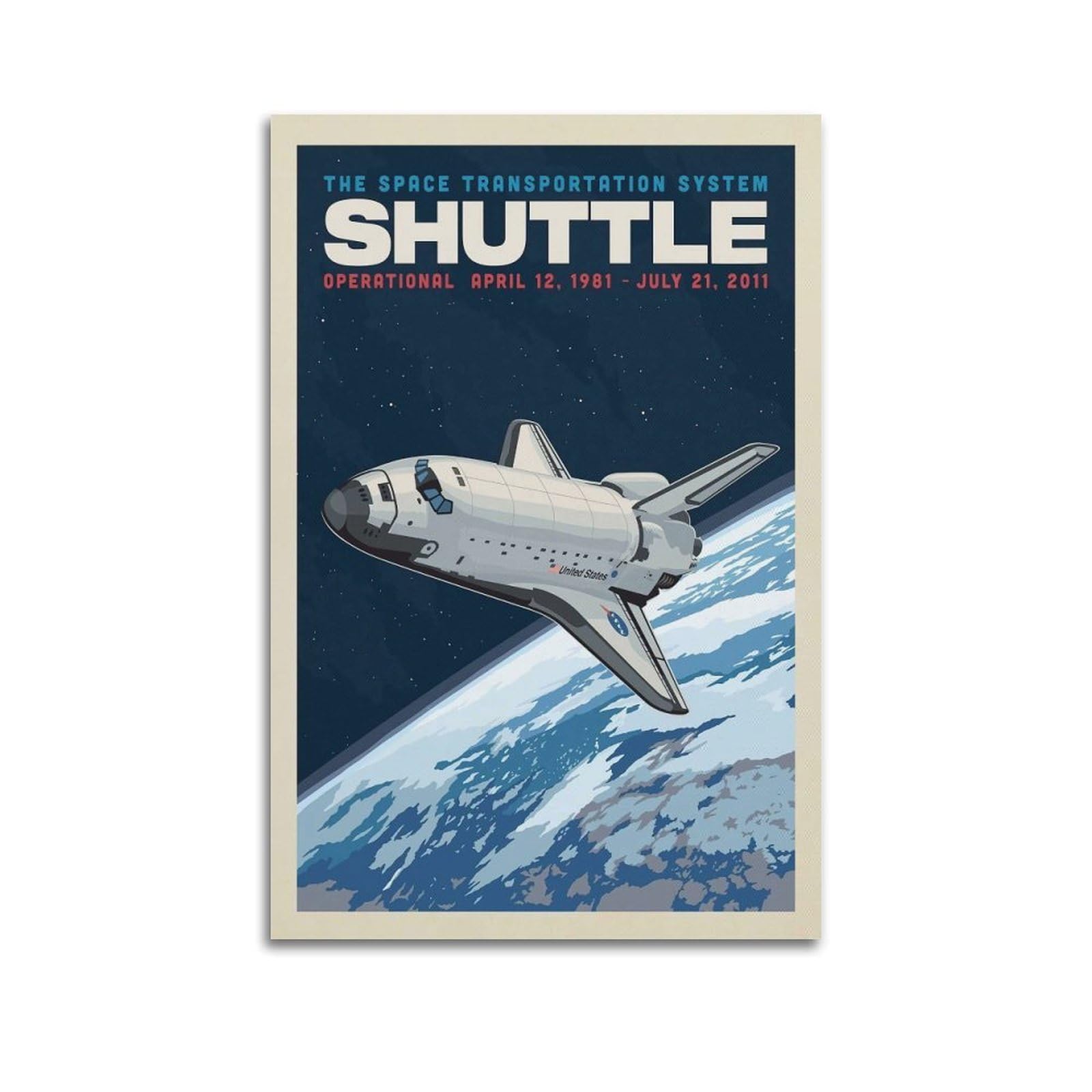SUDANGDIANZI Vintage Travel Poster Shuttle Canvas Poster And Wall Art Modern Family Bedroom Gym Office Decor Gift 20x30inch(50x75cm) Unframe-style