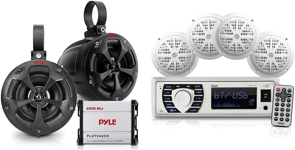 Kit de Parlantes Marinos Pyle 800W con Amplificador y Bluetooth