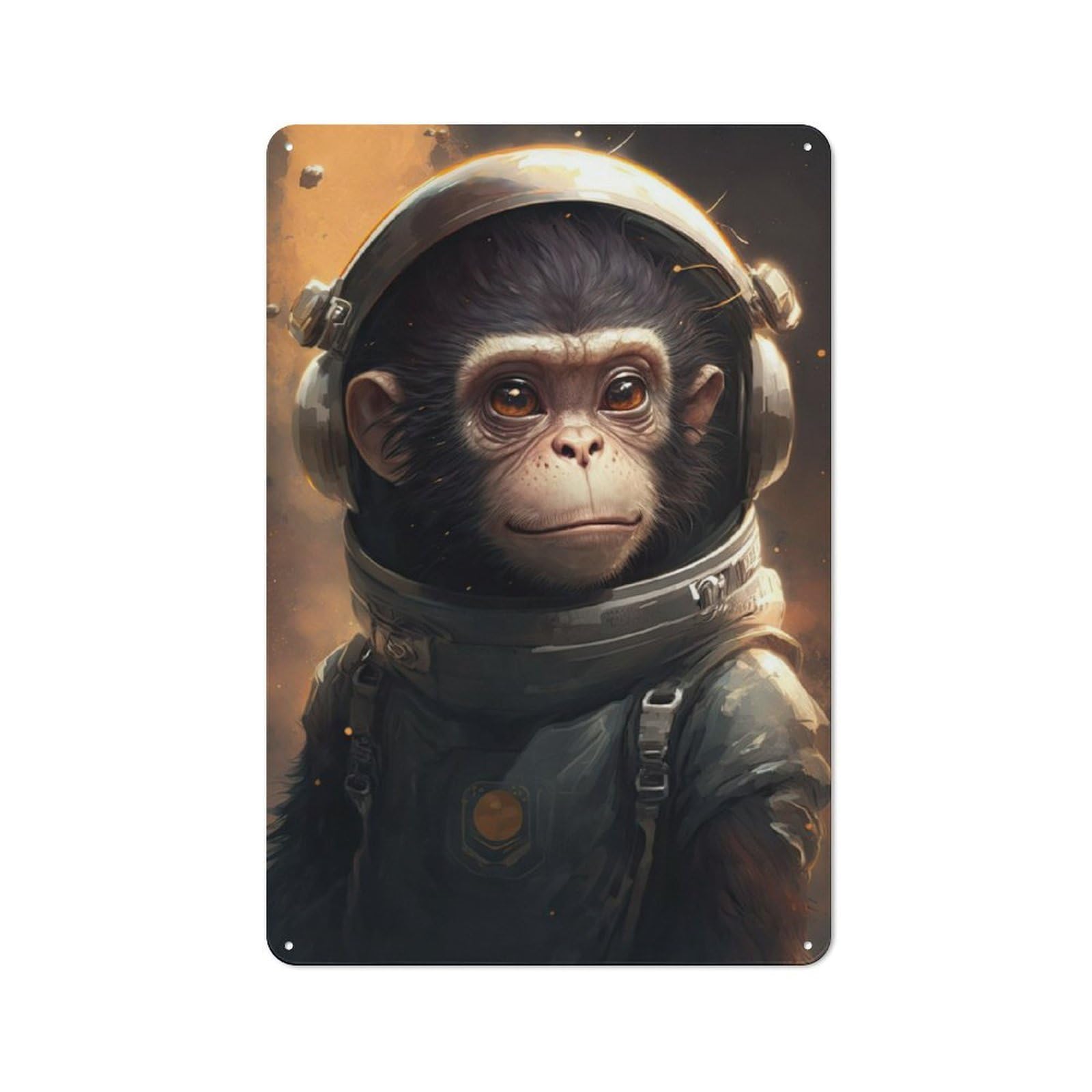 Junmoney Astronaut Space Monkey Rustic Tin Wall Plaque 30X20cm For Garage Or Workshop, For Home Interiors, Feature Walls And Decorative Displays