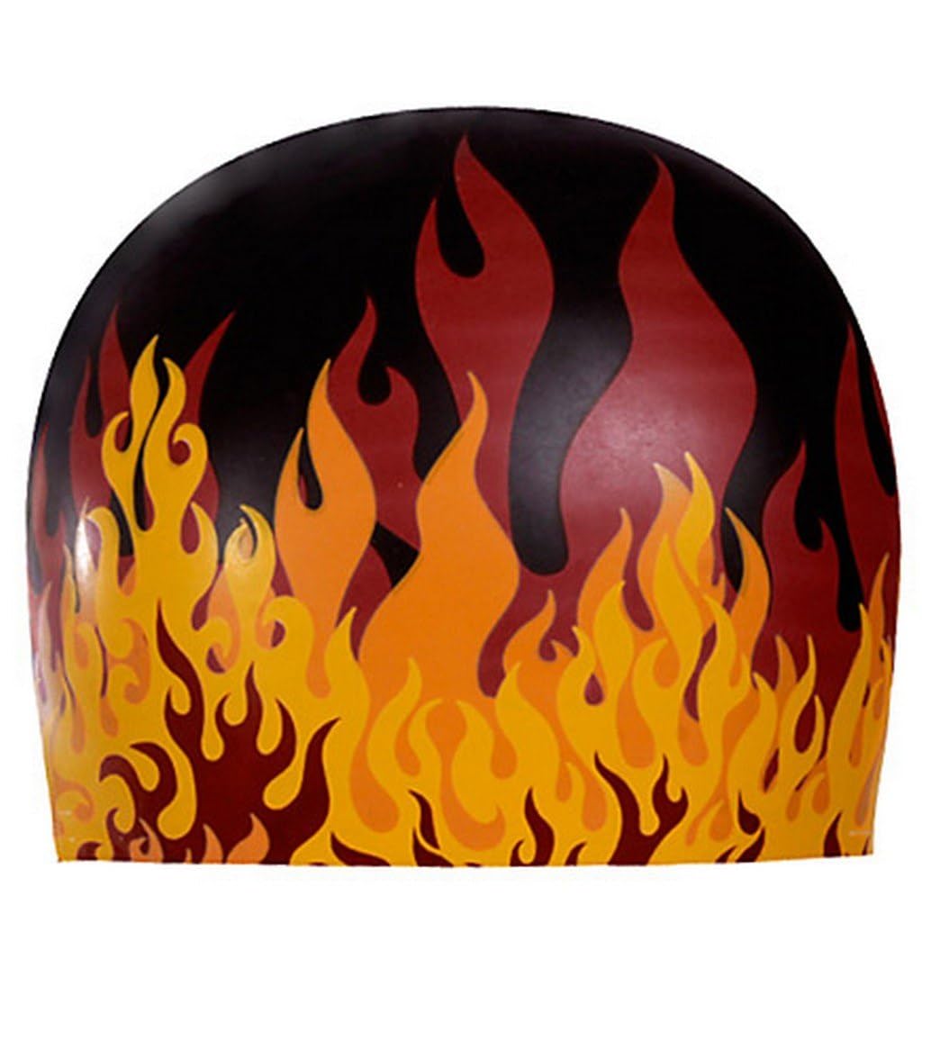 Sporti Fast Flames Silicone Swim Cap - Black/Red โ image 1