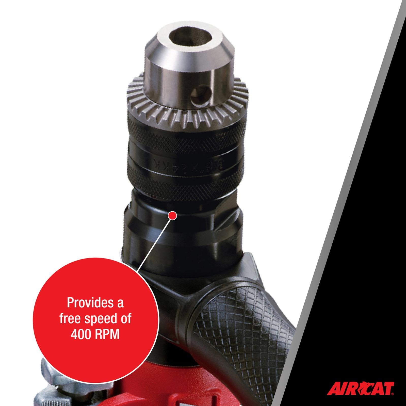 AIRCAT Pneumatic Tools 4450: 1/2-Inch Reversible Composite Drill Air Tool, Side Handle, 400 RPM, .60 HP Motor - Image 4