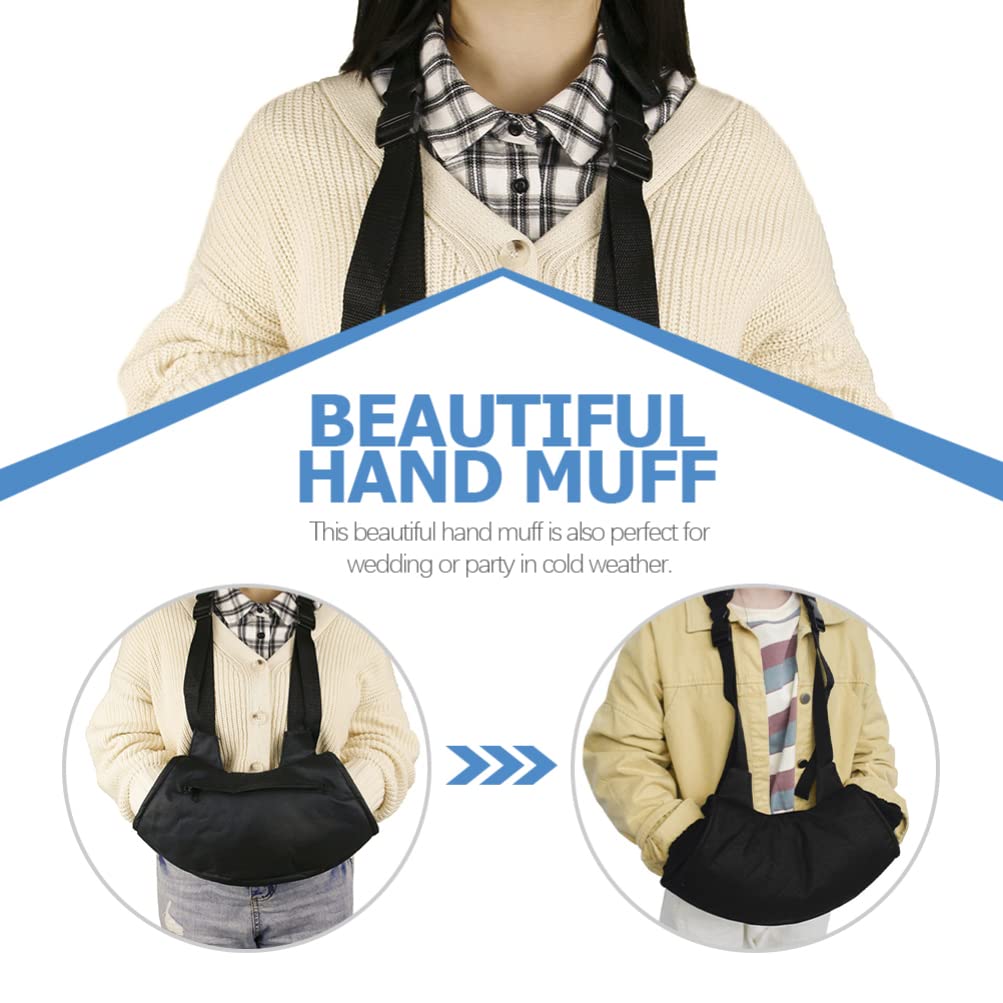 Muff Scaldamani da Esterno Nero 1 Pz in Oxford Cloth | Pp Cotton e Polar Fleece, Calore e Tocco Confortevole, Party e Wedding