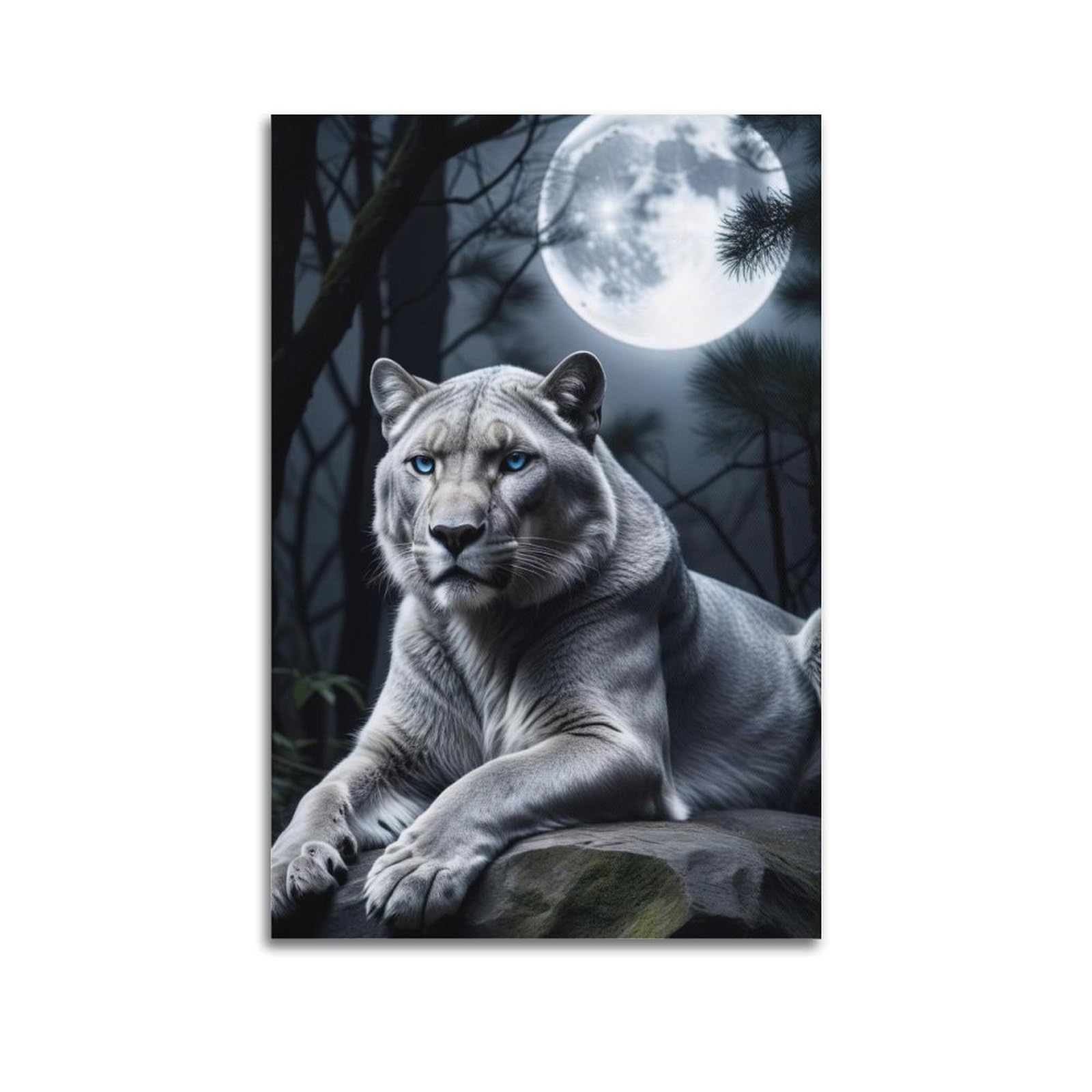 ZSZWHJ Animal Poster Tiger in The Moonlight Poster Decorative Painting Canvas Wall Posters And Art Picture Print Modern Family Bedroom Decor Posters 12x18inch(30x45cm)