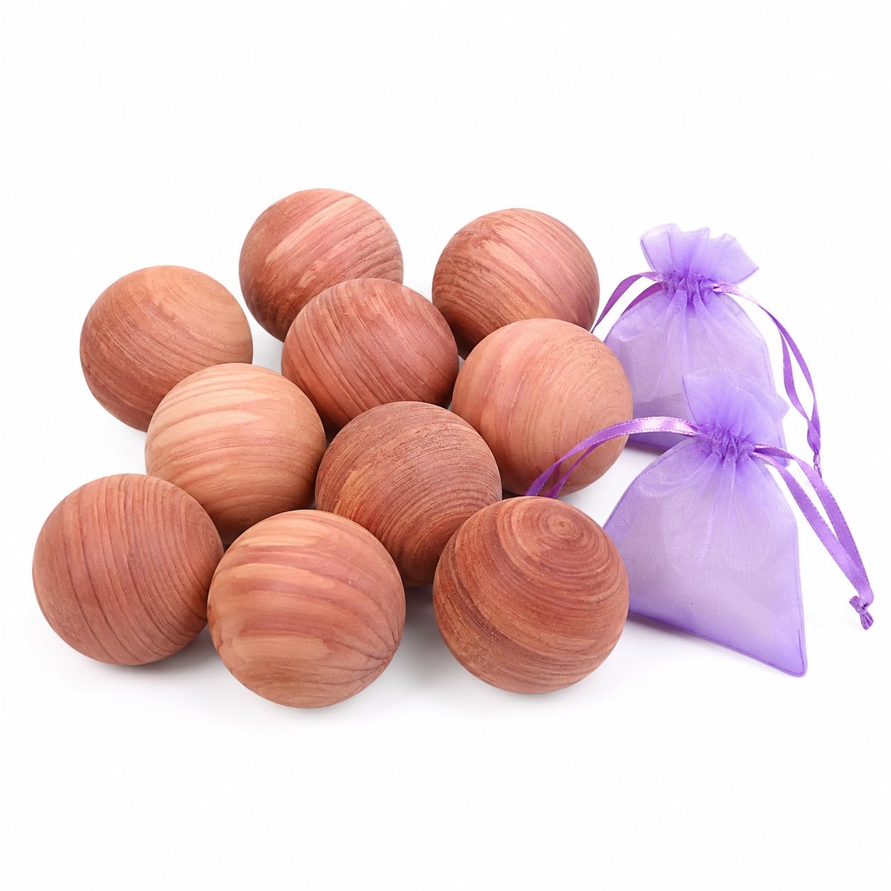 TRIKHOMAM Cedar Wood Balls for Wardrobe & Closet, Pack of 10 with Lavender Organza Bags, Natural Moth Repellent, Clothes Storage Freshener, Eco-Friendly Cedar Protection
