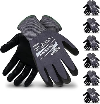 Customgrips E30 Cut-Resistant Safety Work Gloves, Multi-Purpose, Highly Breathable, Superior Grip for Wet & Oily [6 pairs]