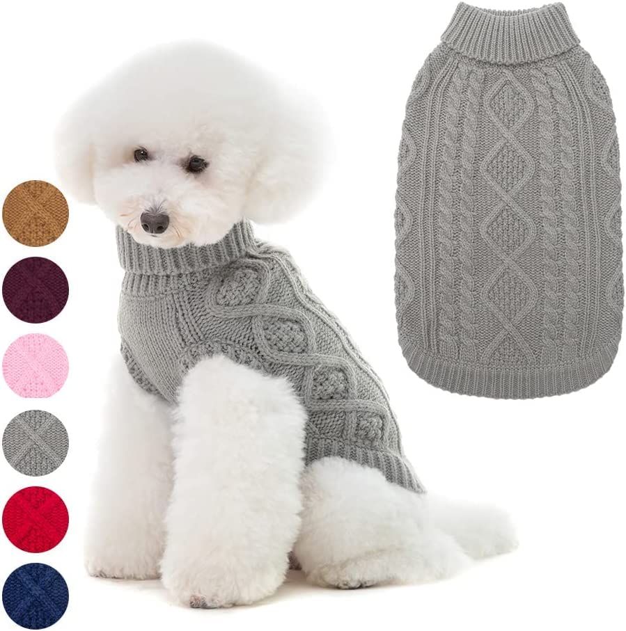 Classic Cable Knit Dog Jumper Coat Warm 