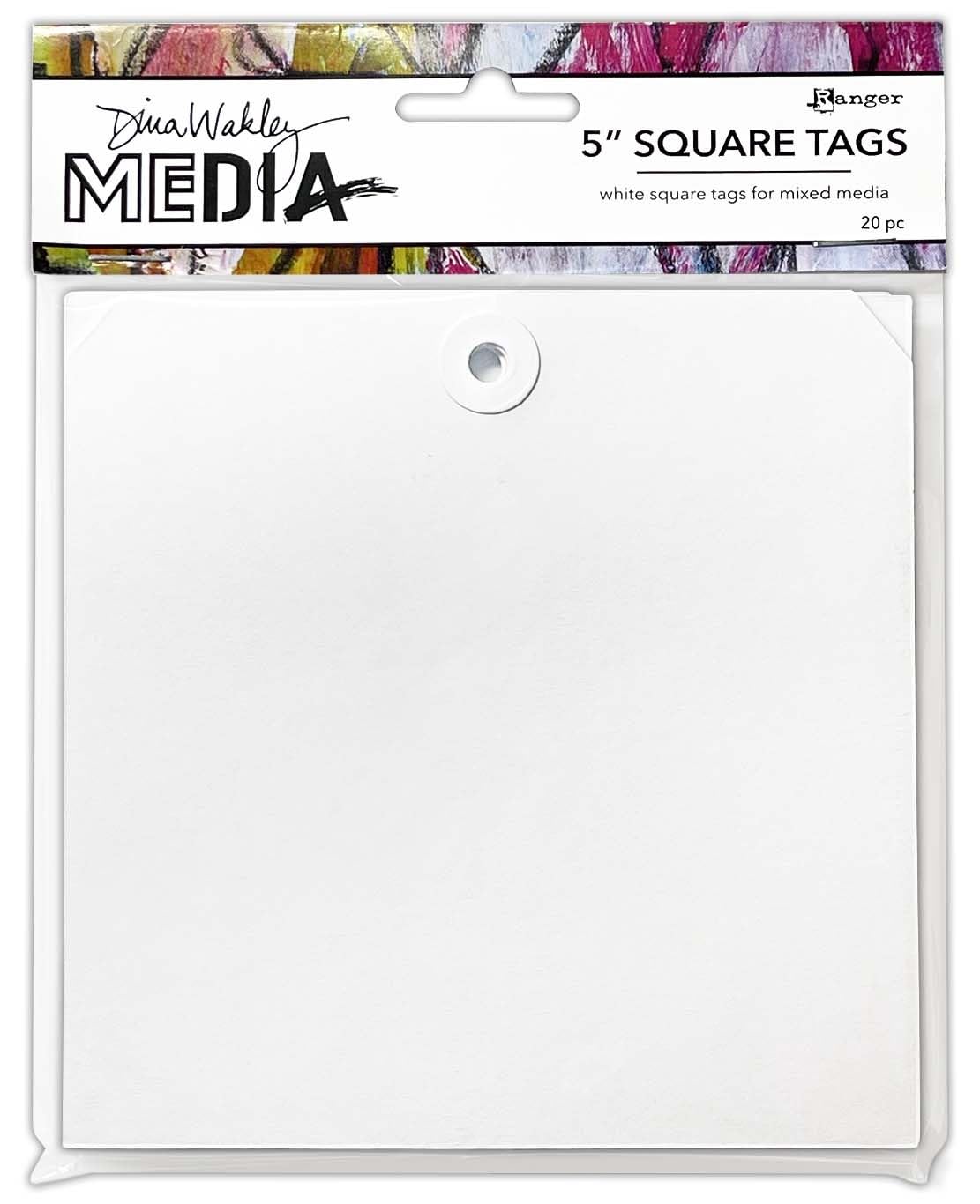 Dina Wakley Media Square Tags With Reinforced Holes 20pcs - 5" (127mm)
