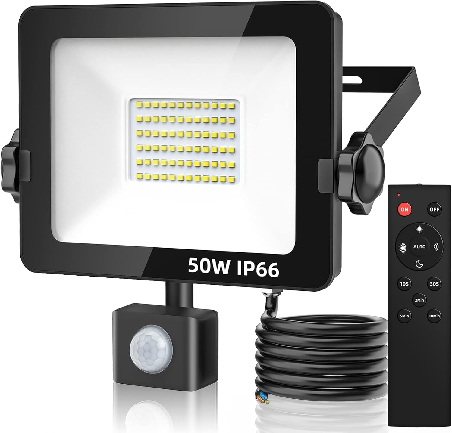 Motion Sensor Outdoor Security Light, 50W 5000 Lumen LED Floodlights with PIR Sensor, IP66 Waterproof Motion Sensor Outdoor Wall Light with Remote Control for Garden, Backyard, Garage, Doorways