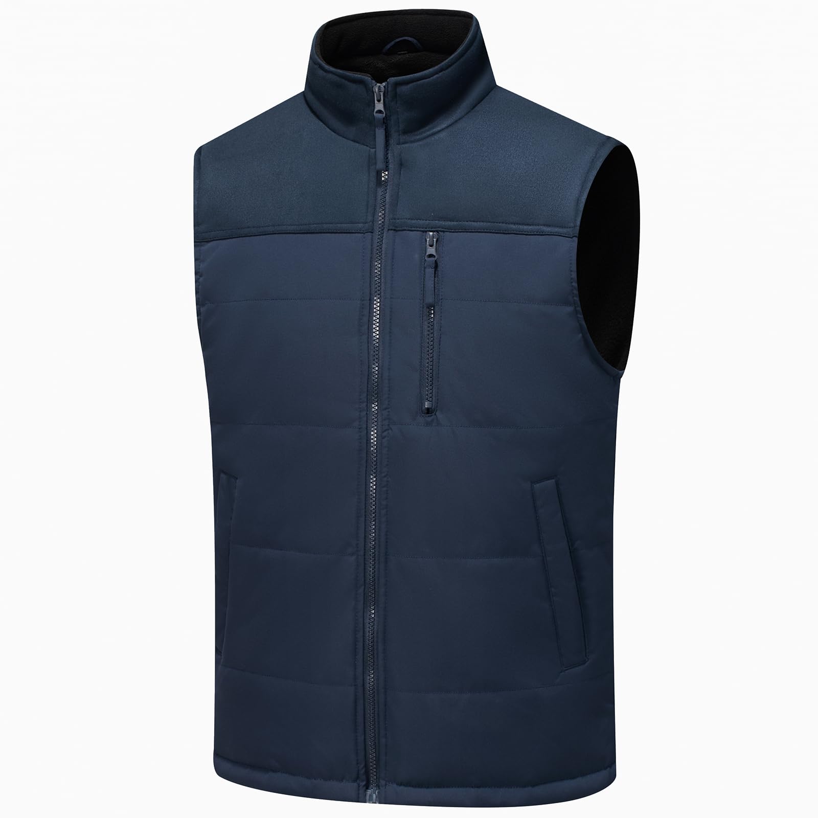 Msmsse - Giacca invernale da uomo, in pile, per esterni, casual, senza maniche, da uomo, 02 blu scuro., Large