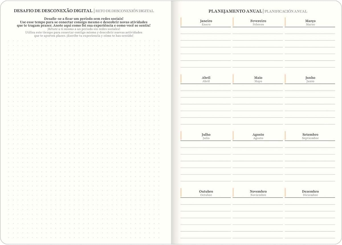 Tilibra - Planner Grampeado 17,8 x 25,4 cm West Village 90 G 2026 - Fundo Branco e Bolas Pretas