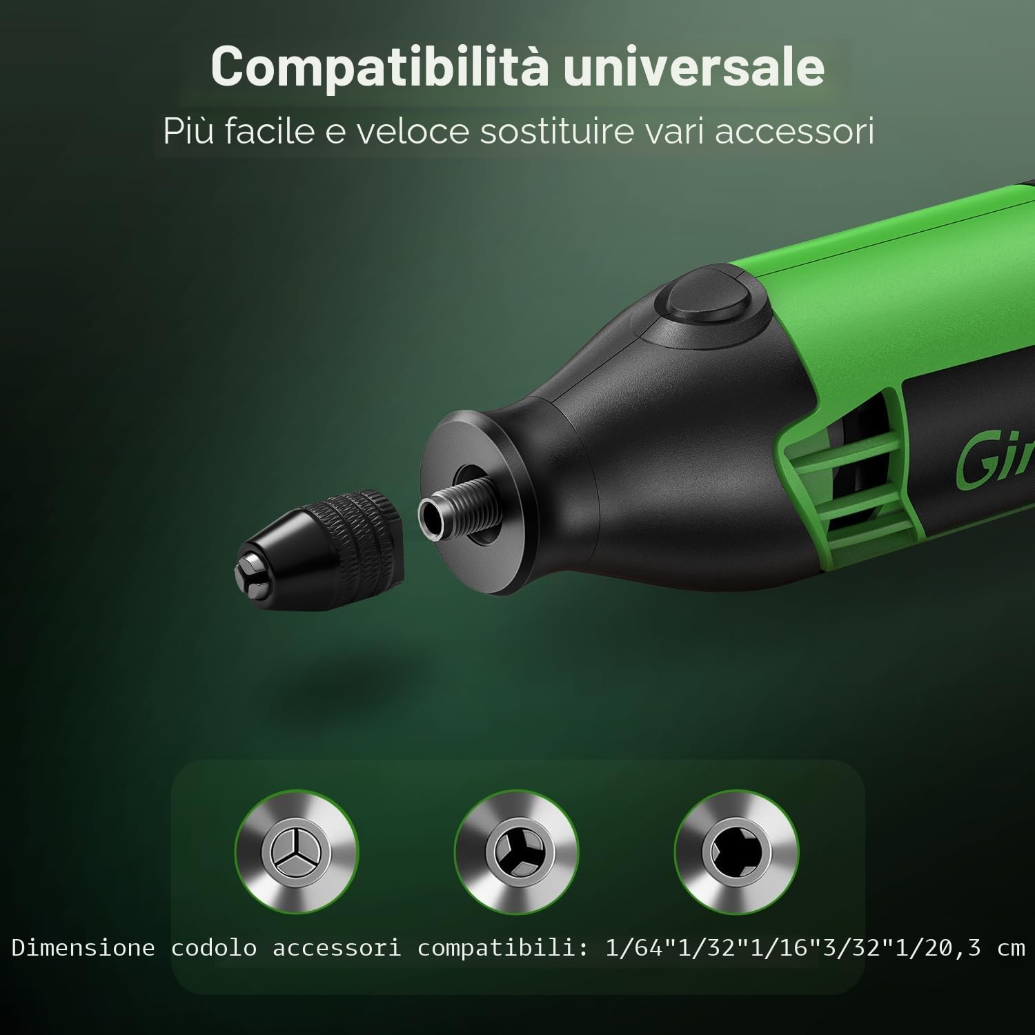 Ginour Strumento Multifunzione 200W Utensile Rotante Kit 135 Accessori 6 Velocità Variabile 8000-35000RPM Utensili Multifunzione con Mandrino Senza Chiave