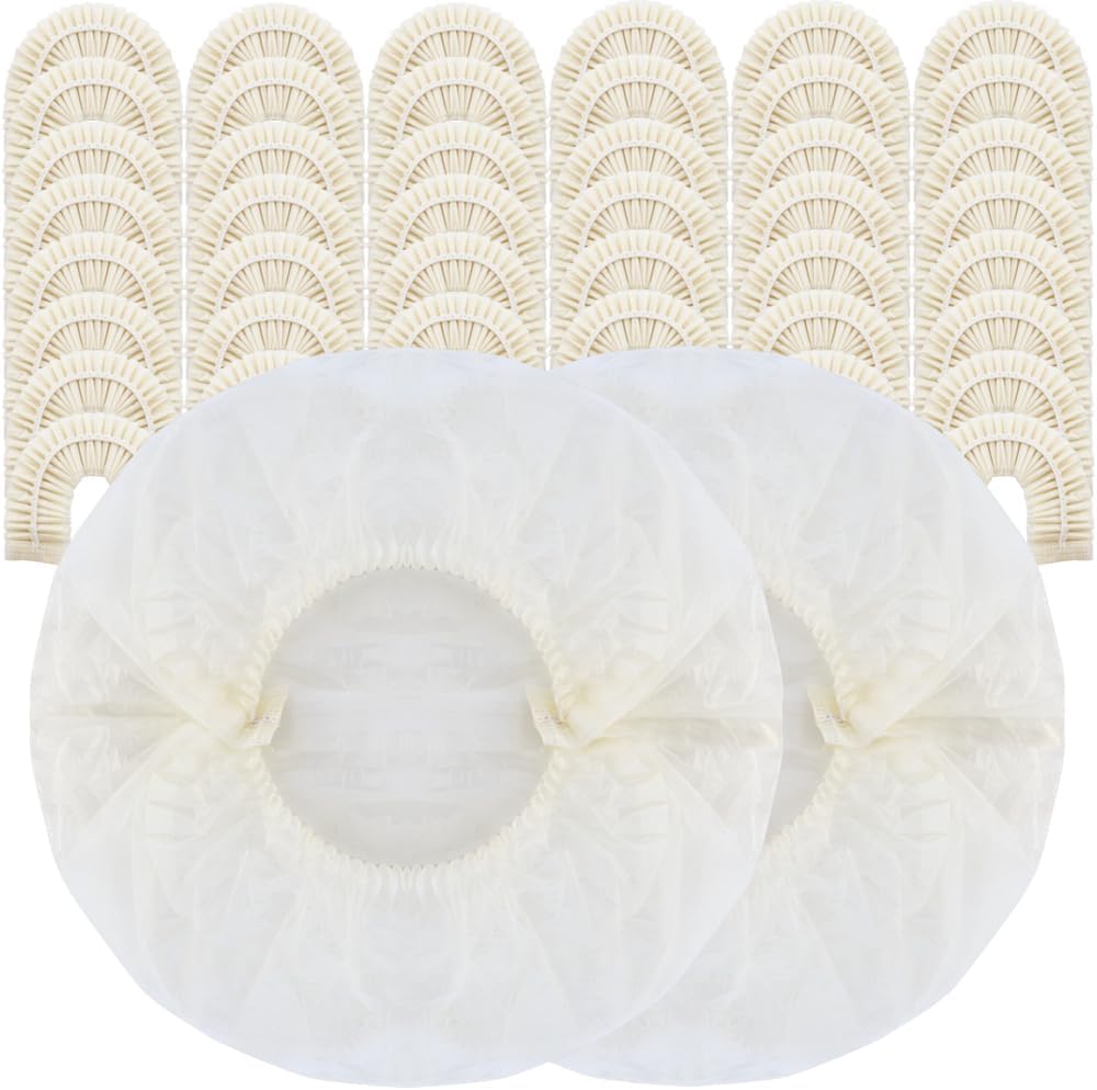 TCOTBE 50 Pcs Disposable beige Processing Hair Caps Disposable Shower Caps For Salons, DIY, Conditioning, Dyeing, Hair Treatments, Cleaning Supplies, Hotel Travel Essentials Accessories