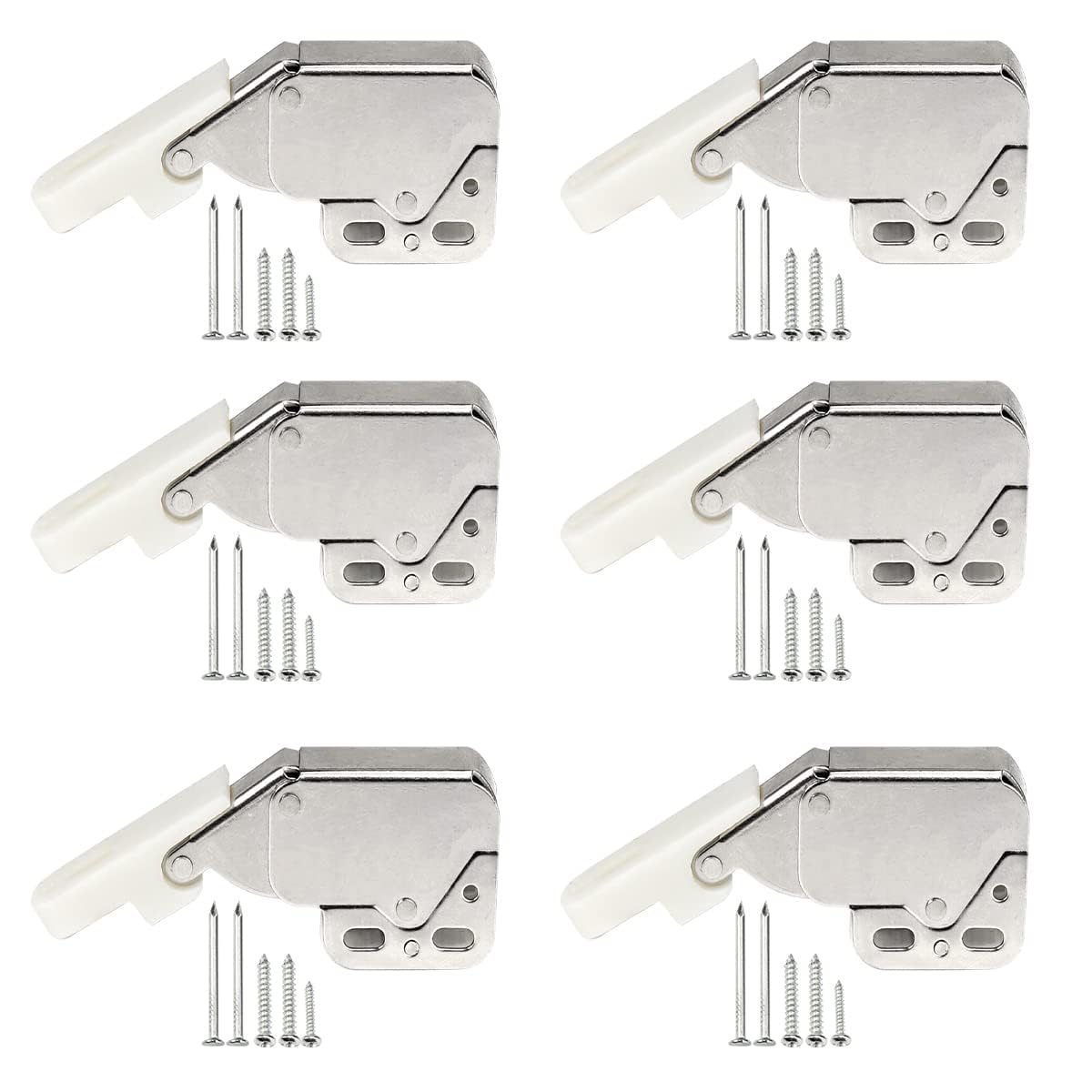 KineticKraft 6 Pieces Automatic Spring Catch, Mini Latch, Touch Release Catch Latch, Push to Open Door Catches, Touch Latch