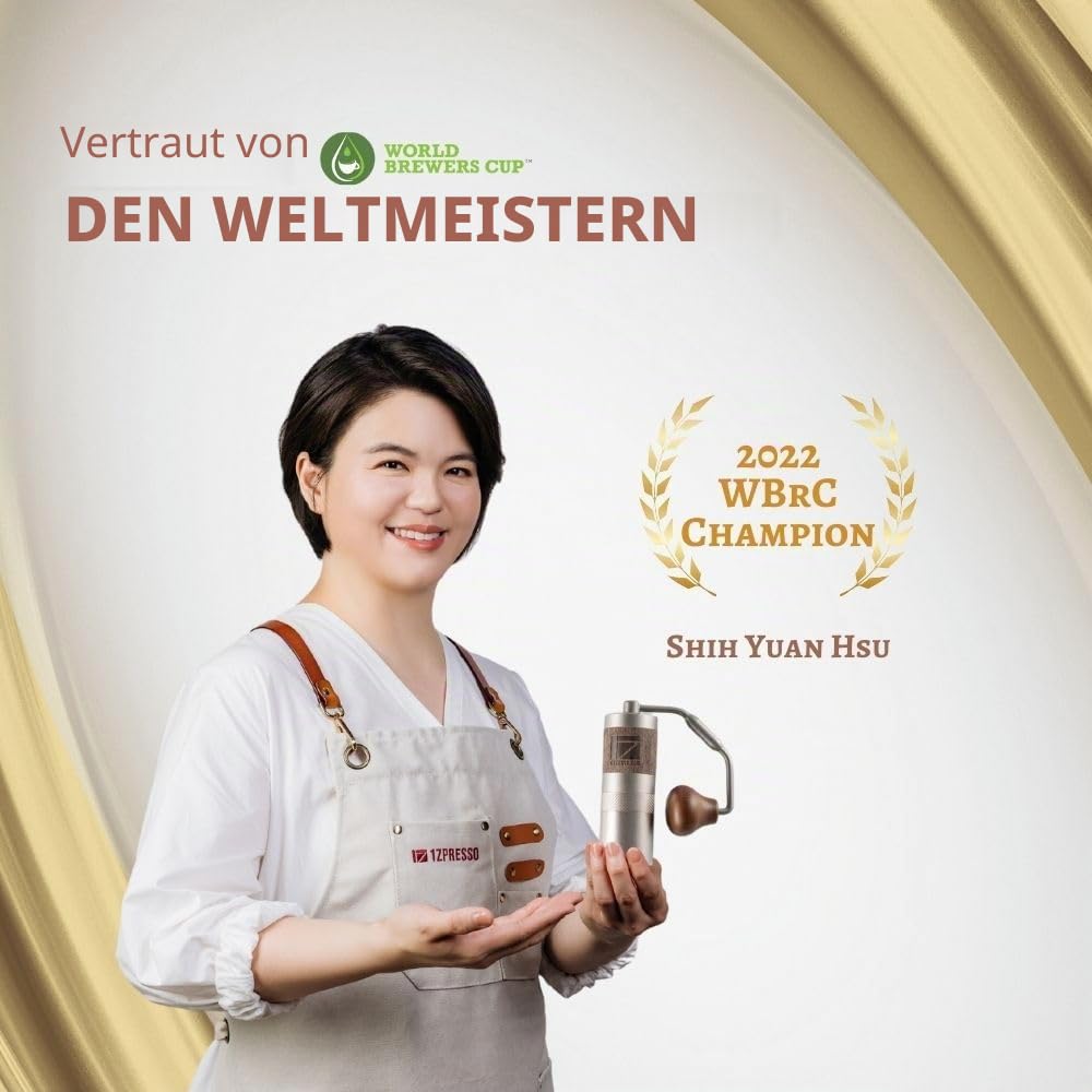 1Zpresso Q Manuelle Kaffeemühle Heptagonal Version, faltbarer Griff, Mini Slim Travel Größe Passt in den Kolben, Montage Edelstahl konischer Grat, Numerisch einstellbare Einstellung