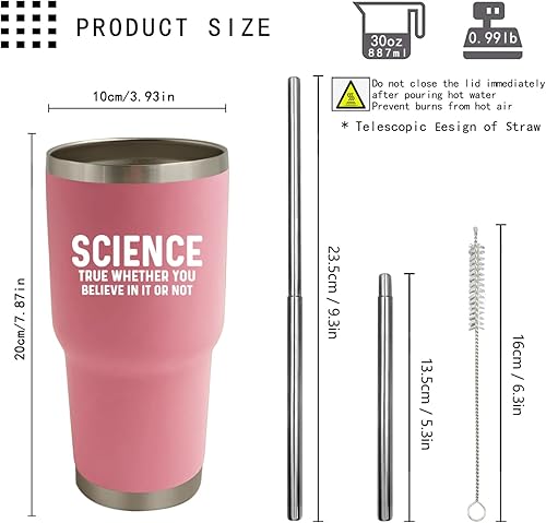 Miniatura 3 de SCIENCE TRUES WHETHER YOU BELIEVE IN IT OR NOT. Vaso deportivo con tapa y pajilla, regalos para estudiantes, vaso de vino aislado para la escuela