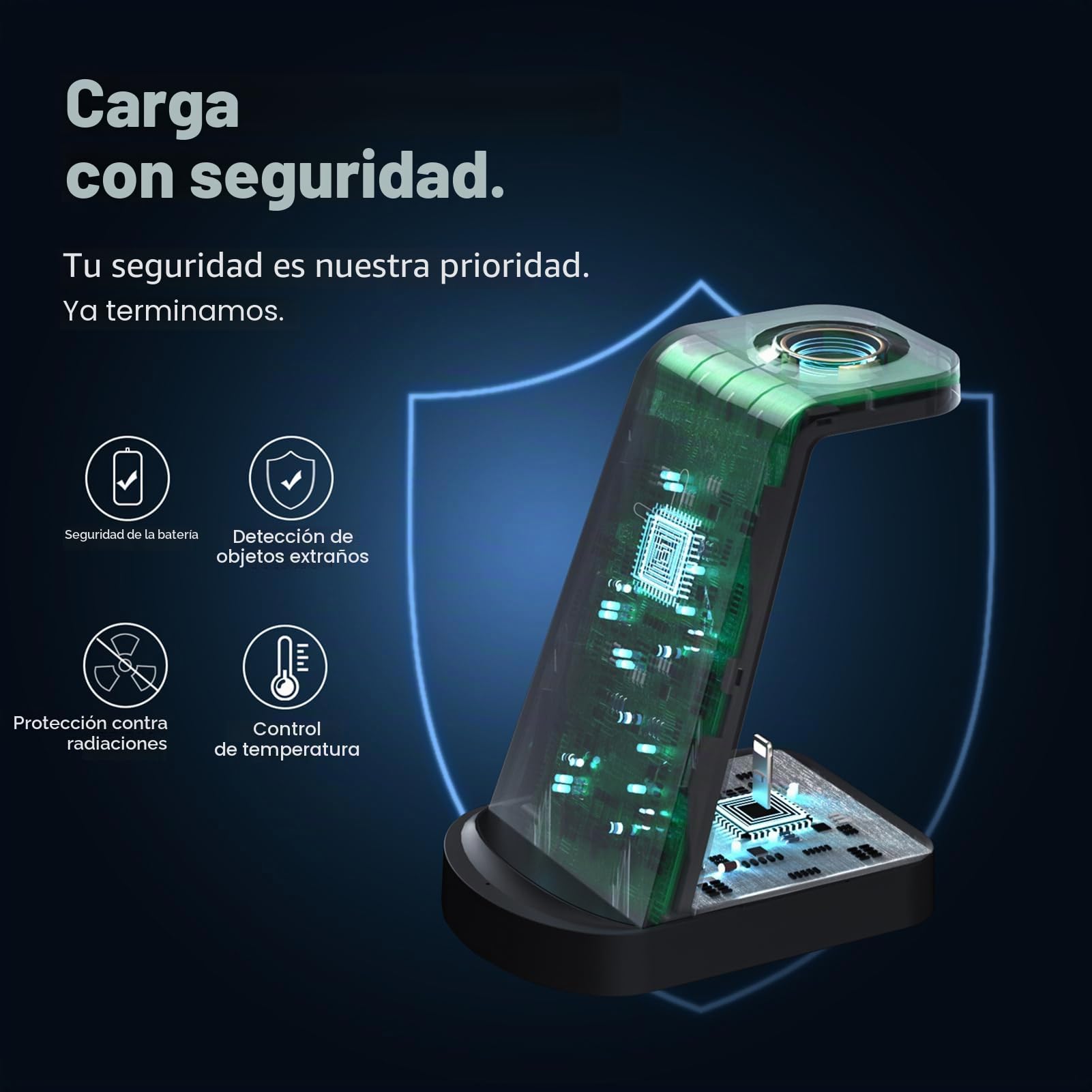 Cargador inalambrico,INNISTO Cargador inalambrico con 18W Adaptador,estacion de Carga Compatible con iPhone 17/16/15/14/13/12 Pro/Pro MAX,Apple Watch Ultra/10/9/8/7/SE/SE2/6/5/4 AirPods321/Pro1 Negro