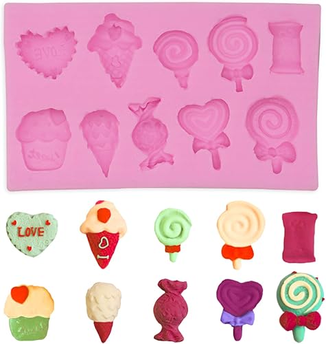 2 moldes de silicona en forma de piruleta para helado, dulces, moldes de silicona para pudín, muffin, alfombrillas de impresión, fondant barroco,