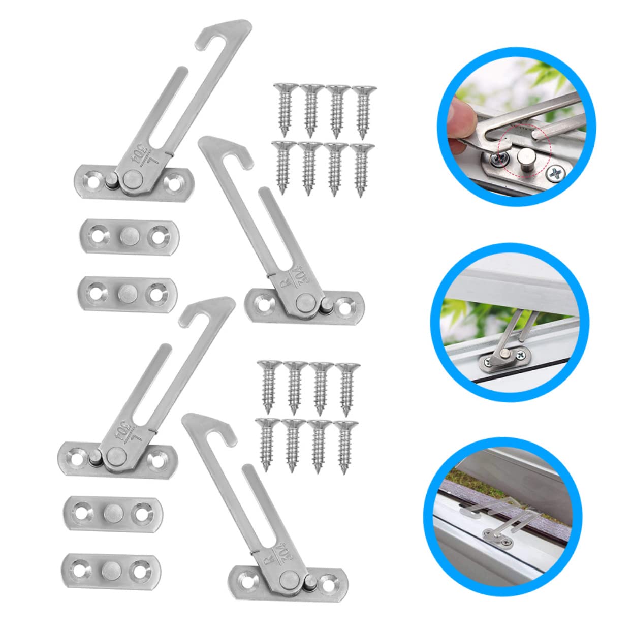OSALADI Lot De 2 Butées De Fenêtre Coulissantes À Friction Améliorée Pour Enfants Faciles À Installer 4 Pièces X 2