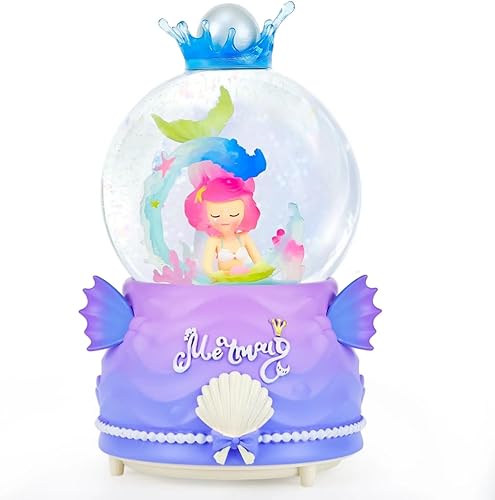 Miniatura 7 de BREIS Globo de nieve, globos de nieve con música de sirena de 3.15 pulgadas con luces LED automáticas de copo de nieve, regalo único de cumpleaños,
