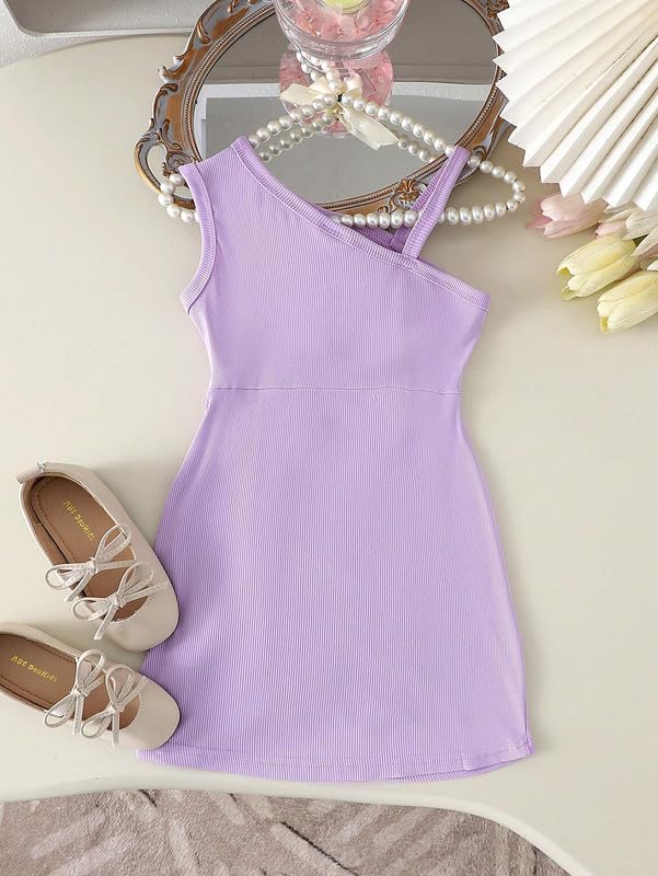 Image of Niren Enterprise Printed Knee Length Sleeveless Asymmetric Neck Stylish Girls Party Dress