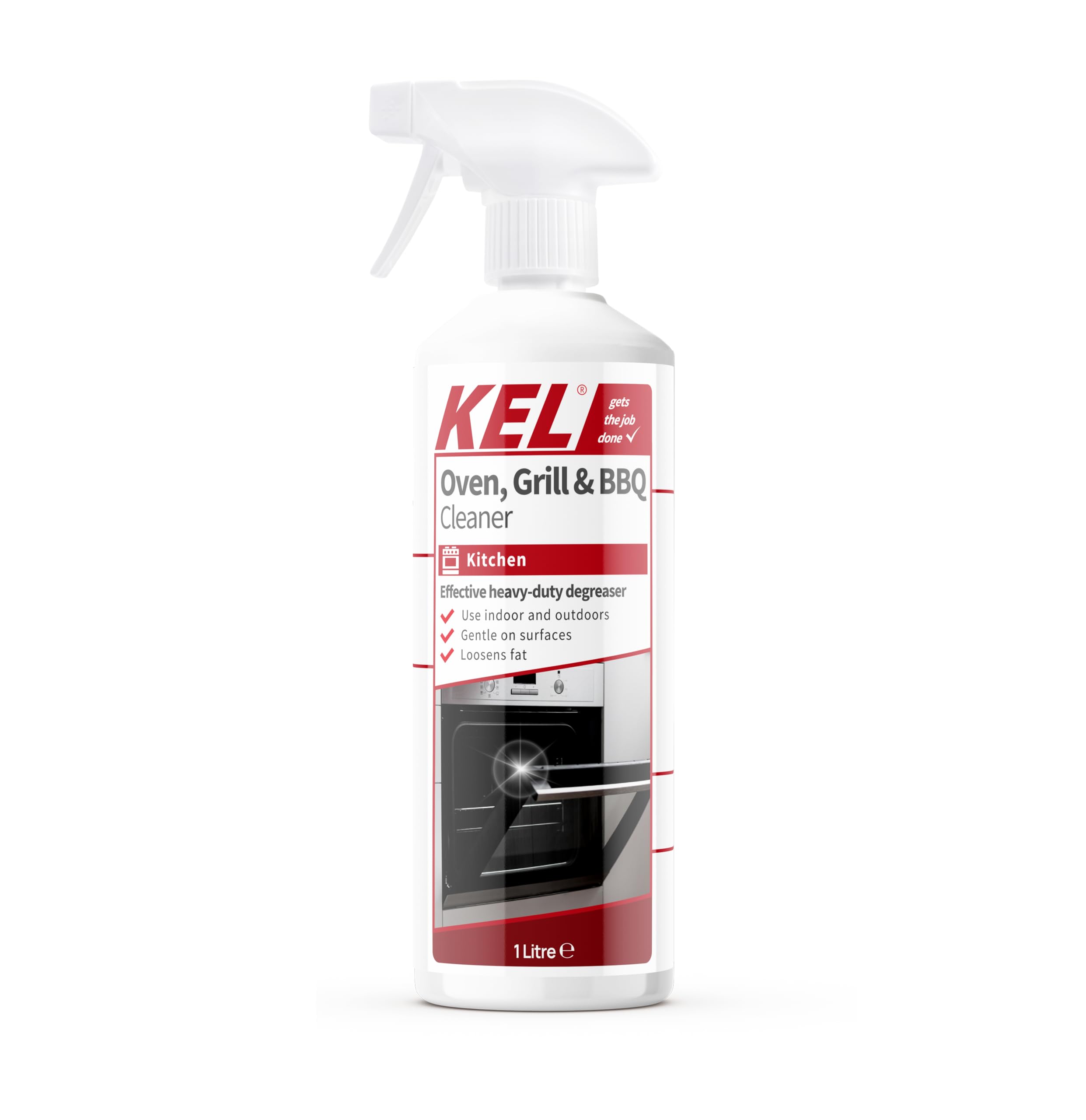 KEL - Oven, Grill, & BBQ Cleaner Spray, Removes Baked On Food & Burnt-in Grease Fast, For Kitchen & Outdoors - 1 Litre