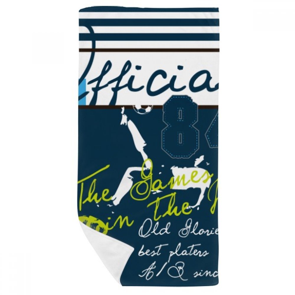 Serviette de bain de football multicolor pour le sport et la toilette quotidienne 35x70cm