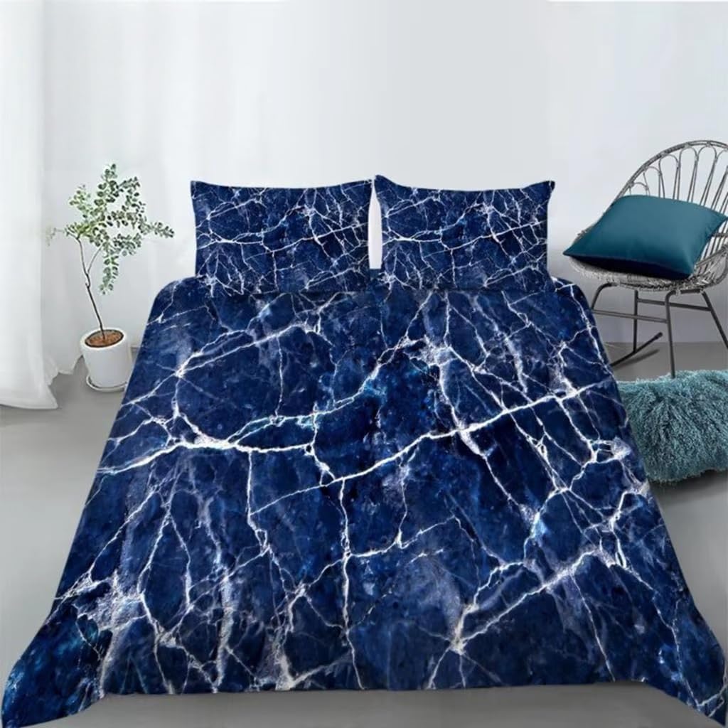 Housse de couette en marbre bleu marine pour sublimer le lit de votre chambre