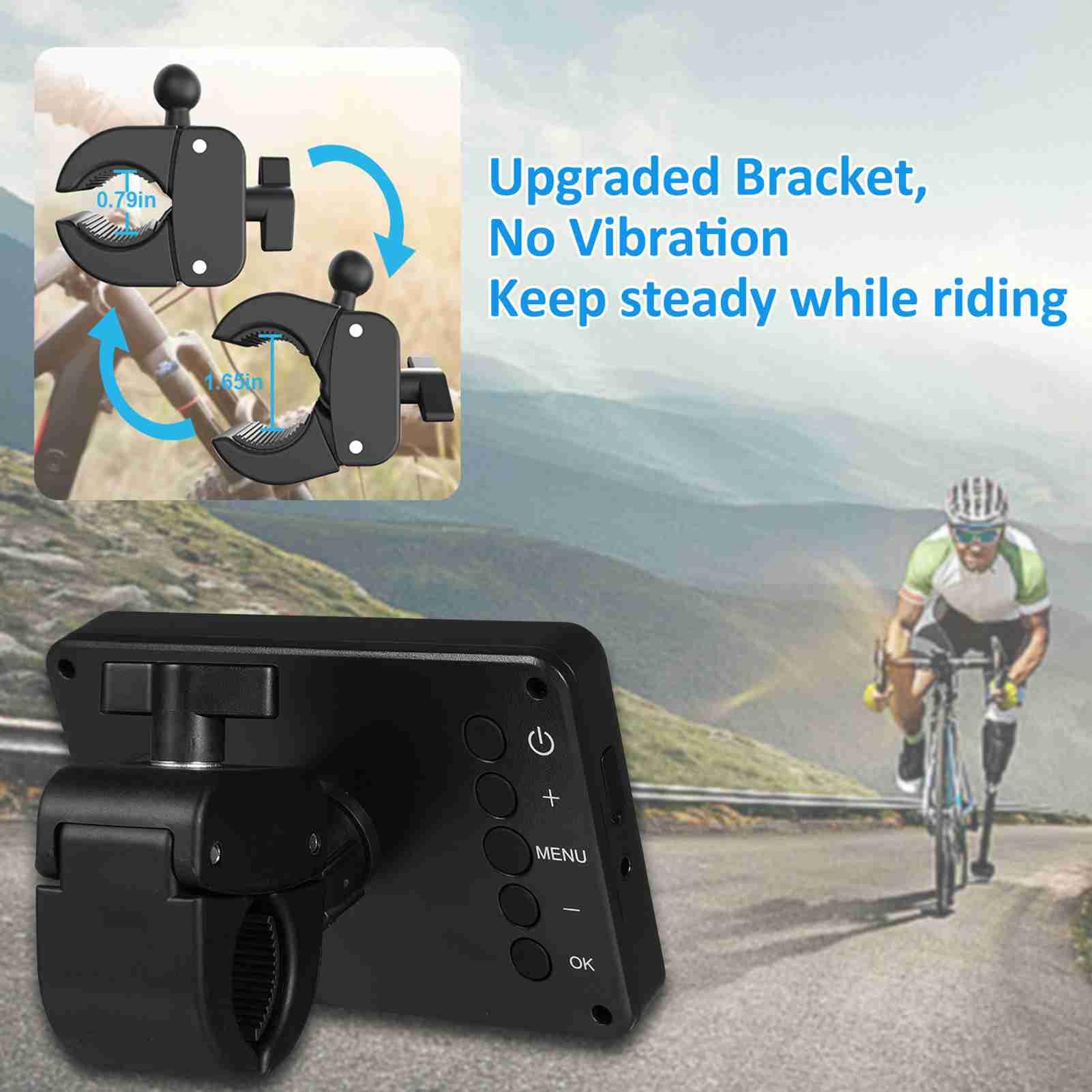 Shkalacar Caméra de recul pour vélo 1080P Écran HD 4,3 Pouces pour VTT