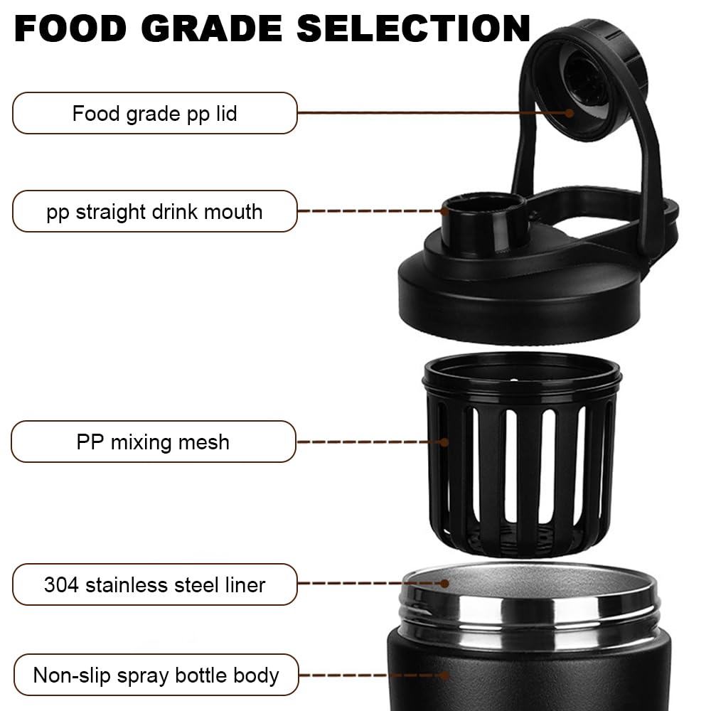 Protein Shaker 750ML | Eiweiß Shaker Mit Sieb | Edelstahl Doppelwandig Vakuum Isoliert | BPA Frei Auslaufsicher | Thermoflasche Für Eiweiß-Sportgetränke