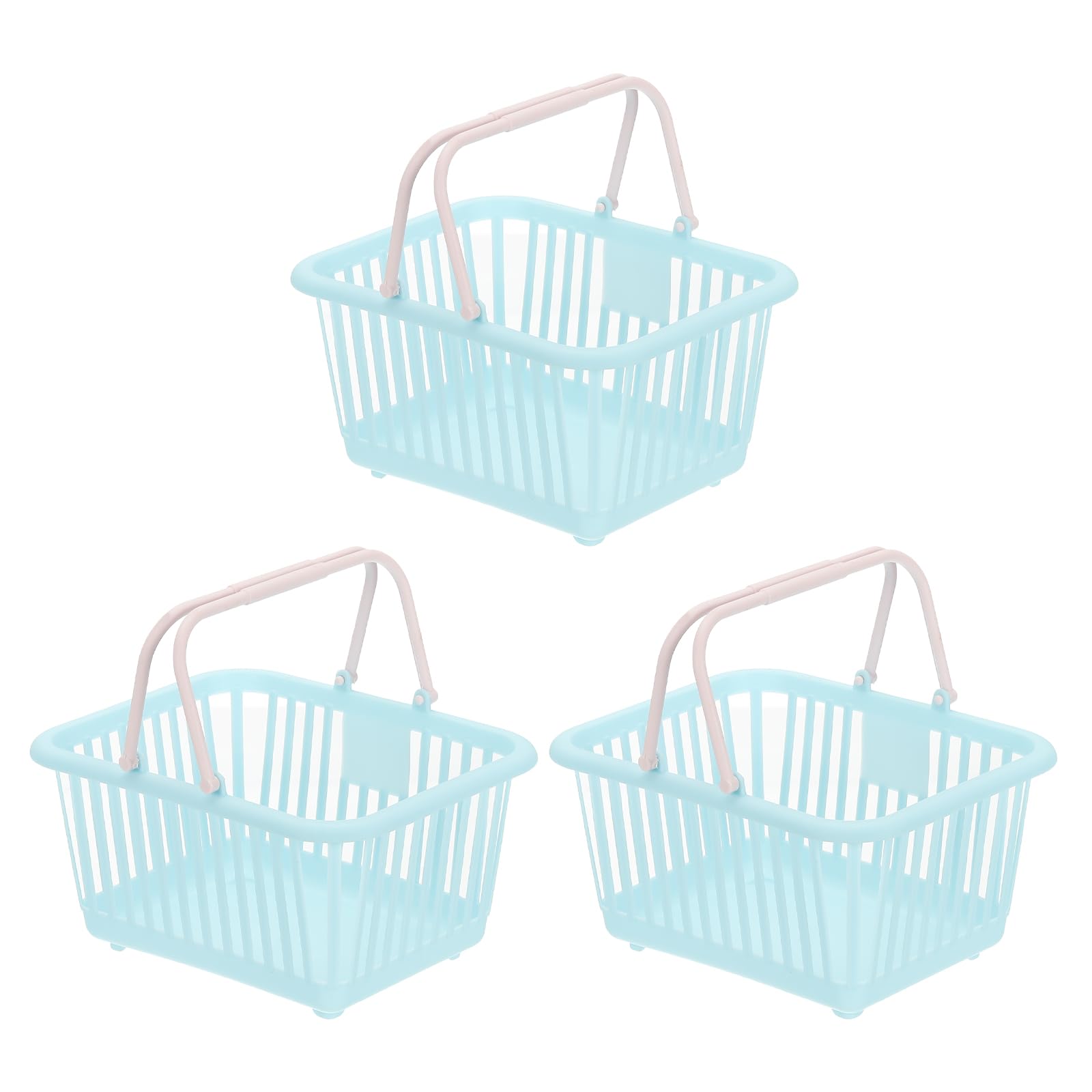 PATIKIL 3PCS Mini Shopping Basket, Small Plastic Basket Mini Storage Basket Grocery Tiny with Handles Organizer Filtered Water for Organizing Toys