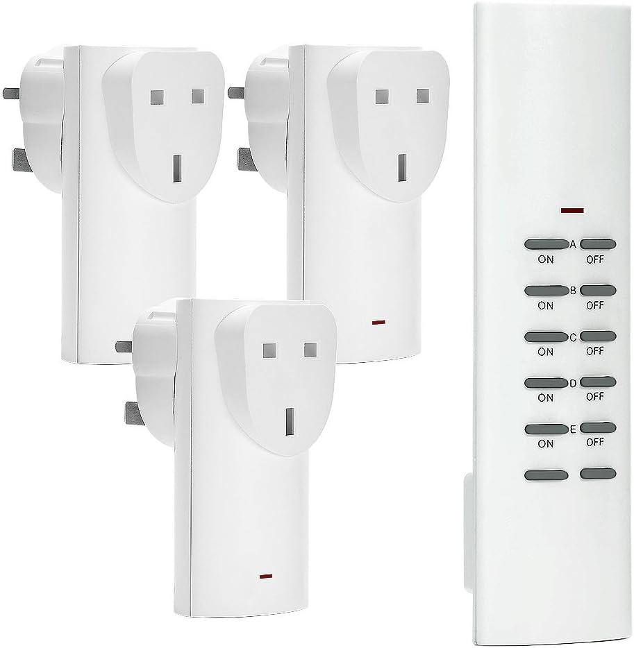 ASALON Remote Control Electrical Sockets Outlet Switch Plug for Indoor Household Appliances Lamps up to 30m/100ft Operation Range 3 Pack.