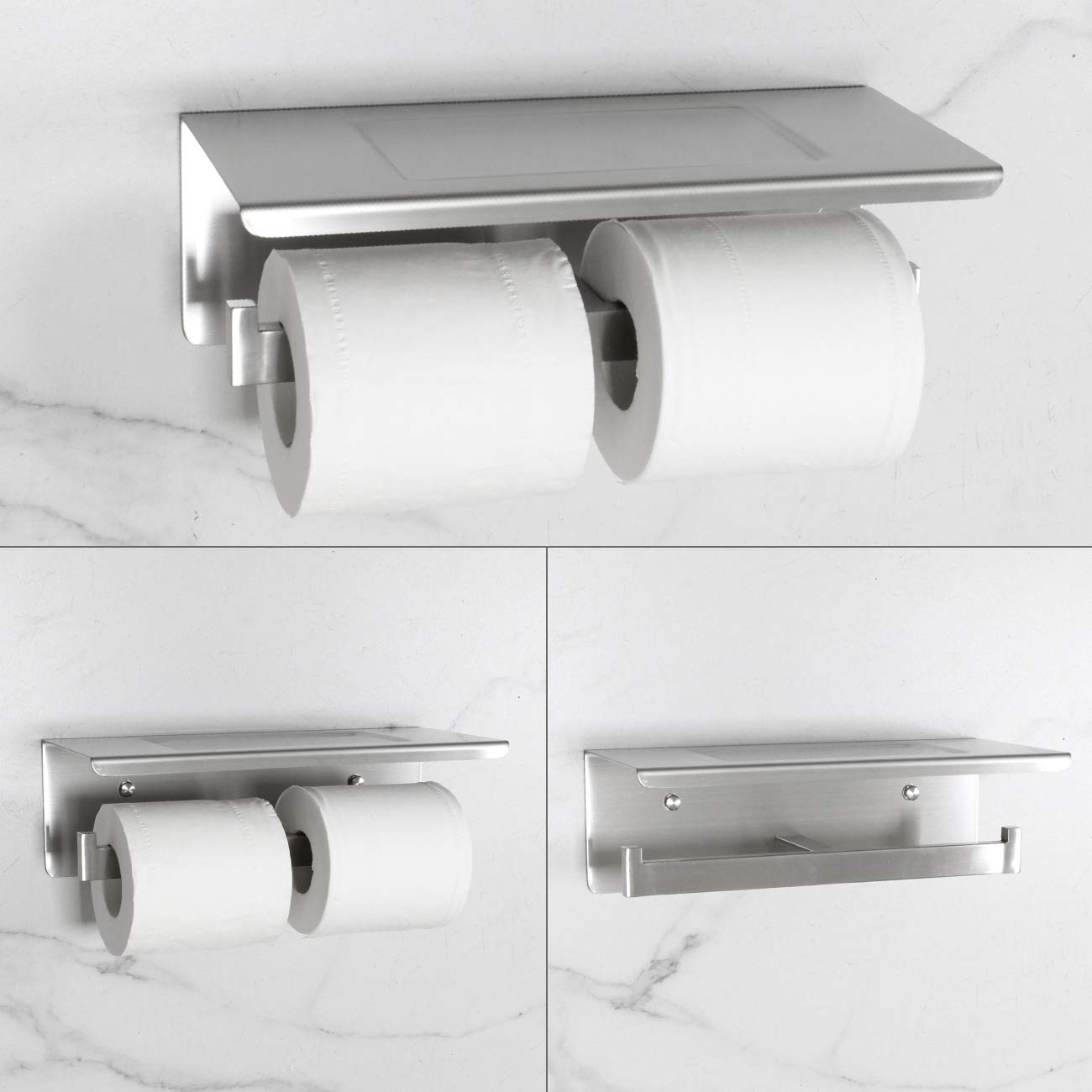 3-teiliges Badezimmer-Set Matt-schwarz – Toilettenpapierhalter + 2 Handtuchhaken Aus Edelstahl