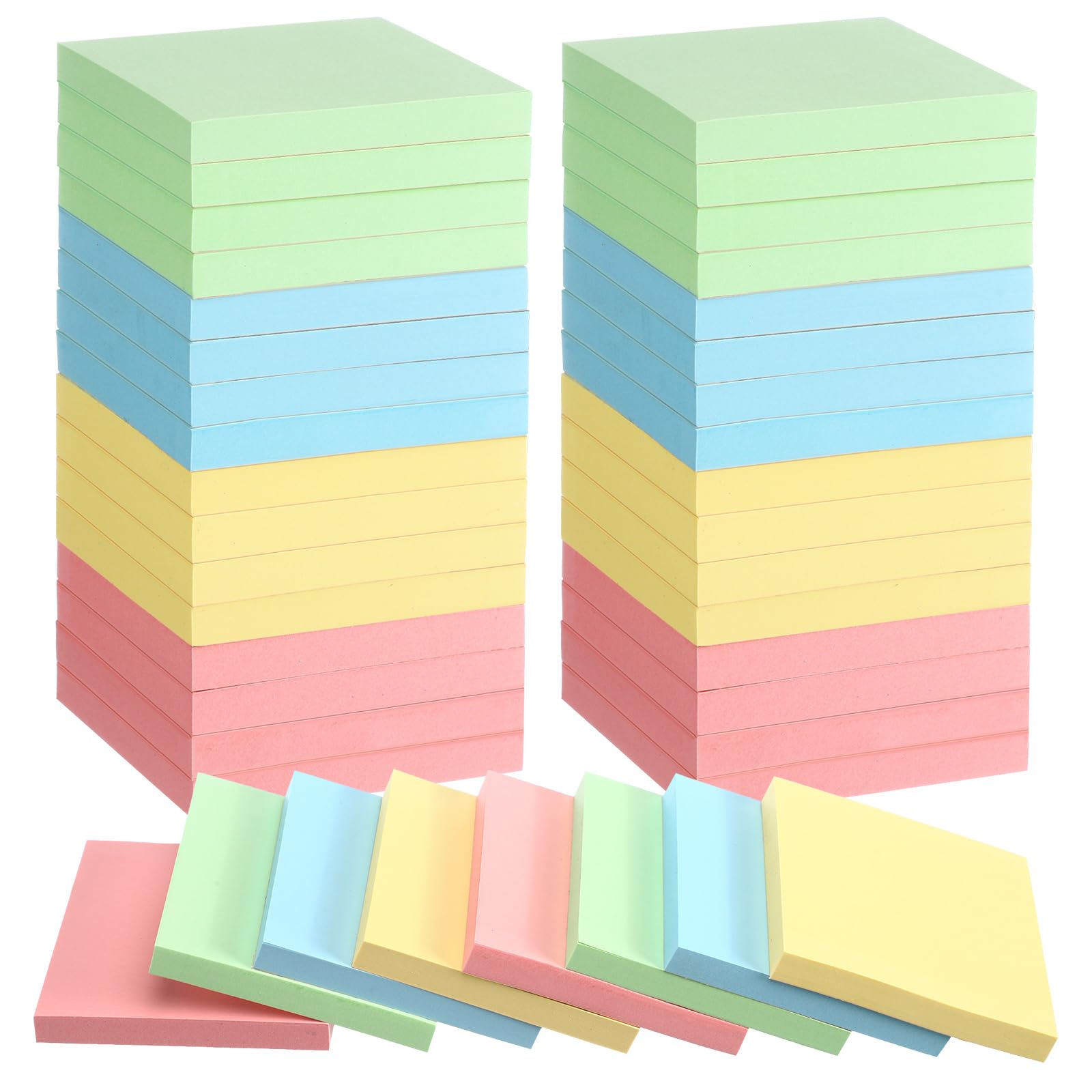 Thenshop 24 Sets Full Adhesive Sticky Notes 3x3 Inches Sticky Notes Adhesive Memo Self-Stick Pads Back to School Supplies Easy to Post for Teacher