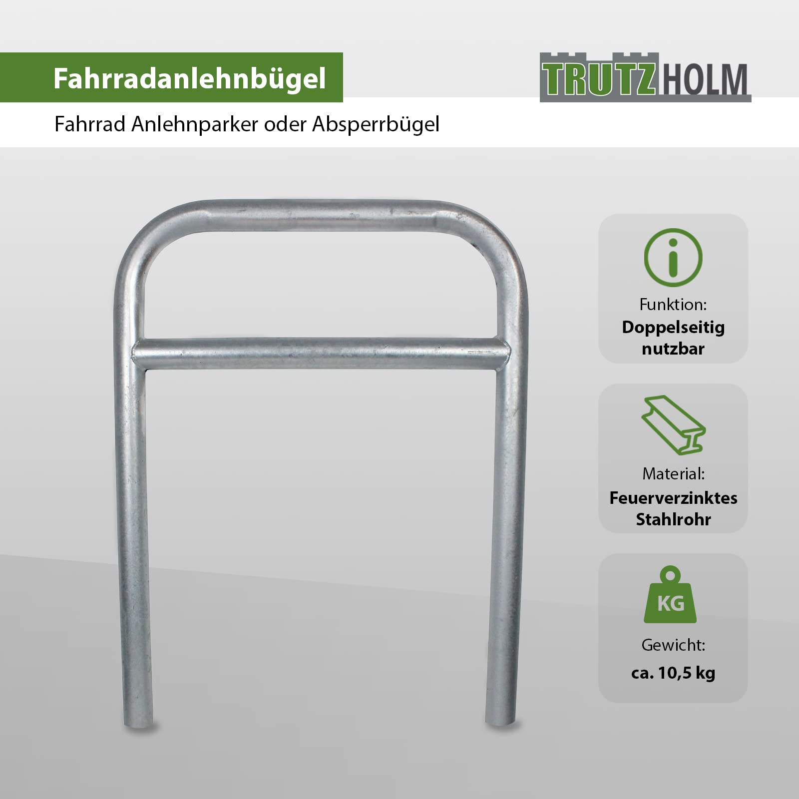 TRUTZHOLM Fahrradanlehnbügel zum Einbetonieren Fahrradständer Anlehnbügel Anlehnständer Poller Ständer feuerverzinkt Fahrradständer Fahrrad Ständer Rad Baumschutzbügel