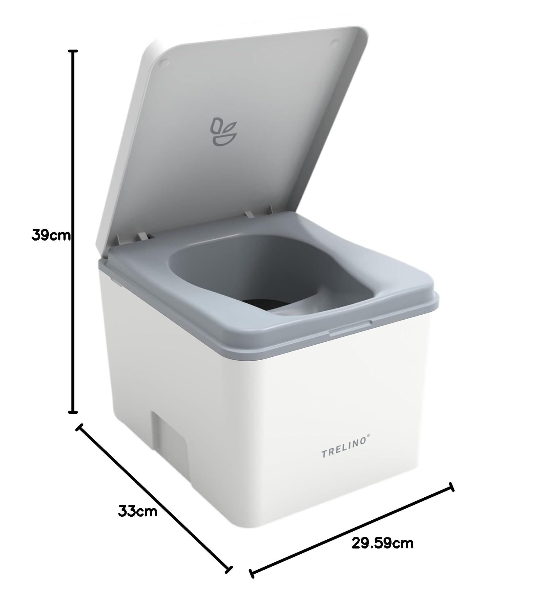 TRELINO EVO S, 39 x 33 x 29,6 cm, baño seco con Separador, WC portátil para Camping y Uso al Aire Libre, Inodoro seco para Furgonetas y autocaravanas, sin Agua ni Productos químicos