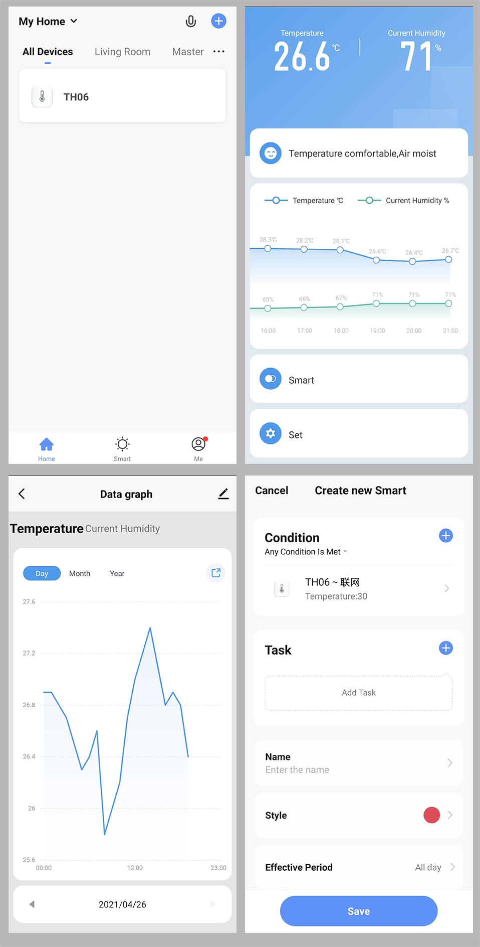 2 Sensores de Temperatura y Humedad Relativa Wifi. 4 x Pilas AAA Incluidas! Compatible con Tuya, SmartLife y asistentes como Alexa y Google Home. Color blanco.