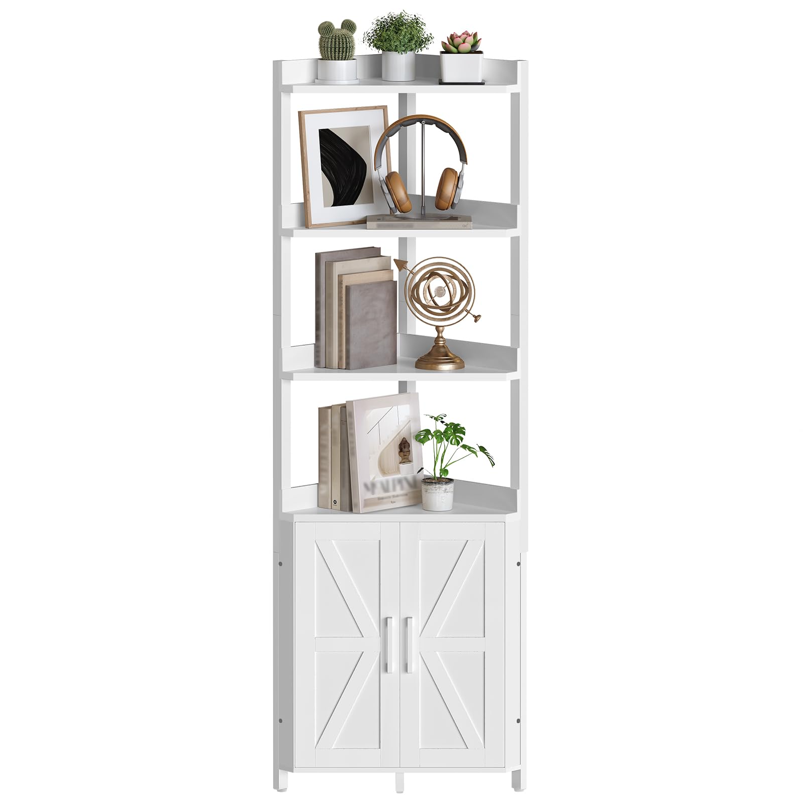 HOOBRO Corner Shelf with Storage Cabinet