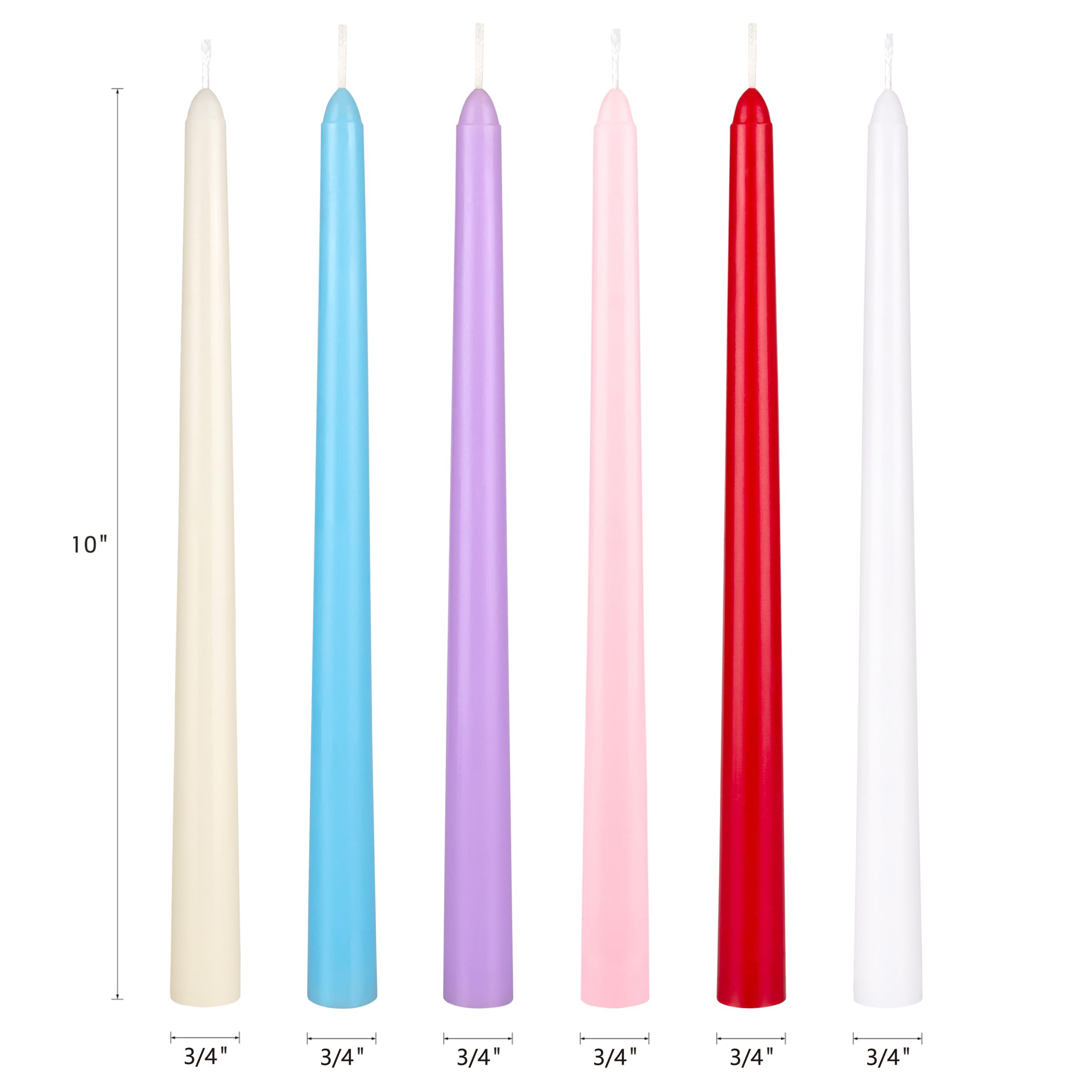 Mega Candles 18 pcs Unscented Festive Pastel Colors Taper Candles, 10 Inch x 5/8 Inch, Home Décor, Easter, Holidays, Baby Showers, Birthdays, Celebrations, Party Favors, Memorable Events, Dinners