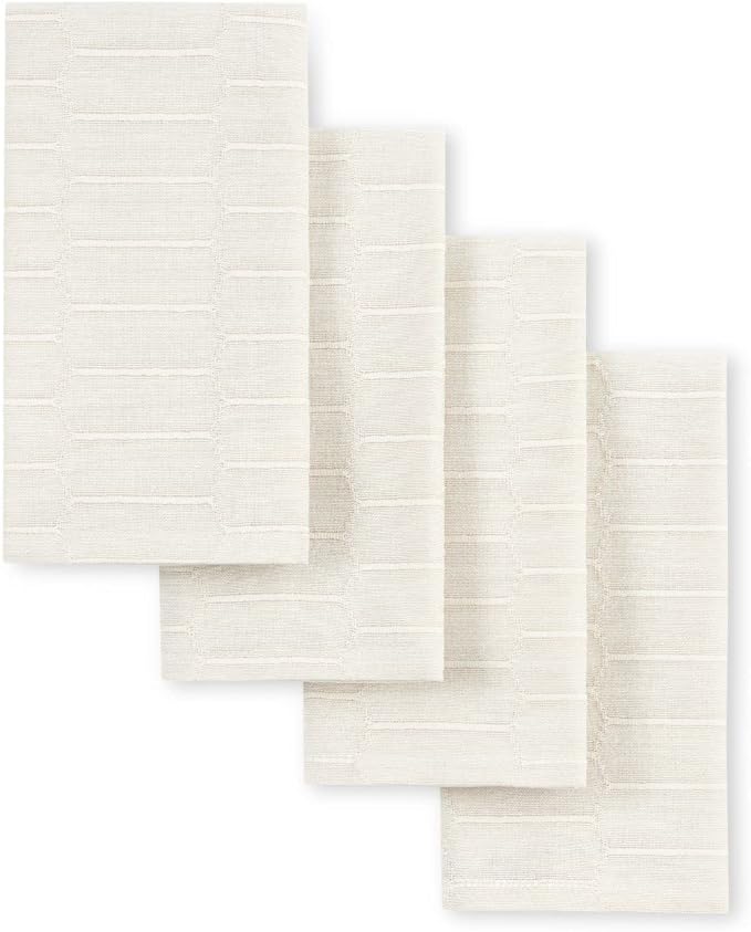 Martha Stewart Honeycomb Modern Farmhouse Napkin 4-Pack Set, Blue, 19"x19"